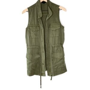 Army green vest with pockets and drawstring xsmall